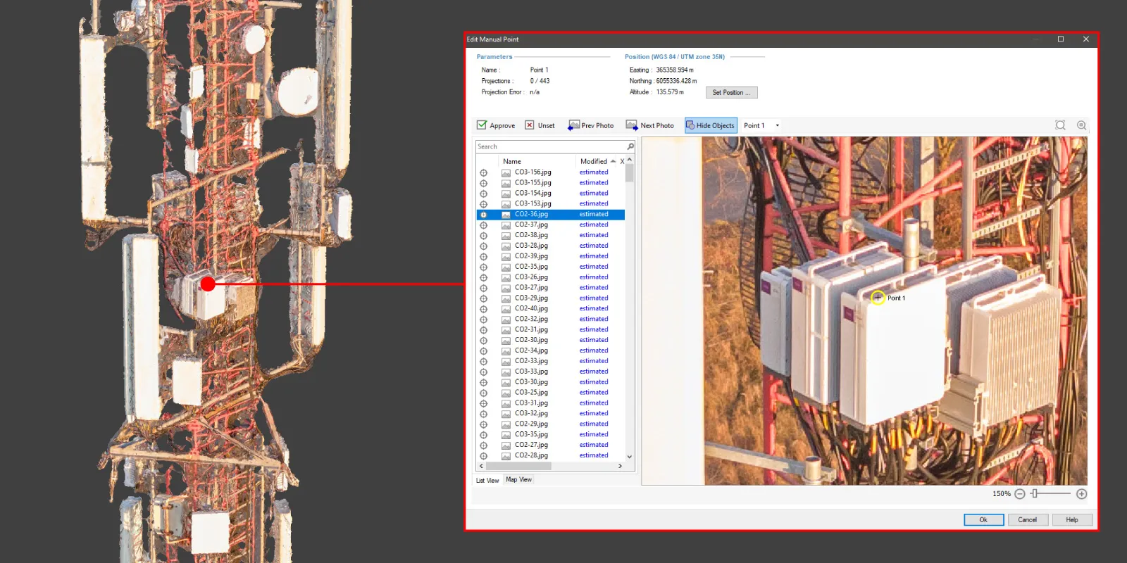 Tower-Inspection-Point-Projections