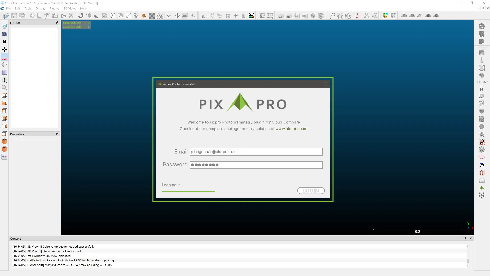 Pixpro-Plugin-In-CloudCompare-Login