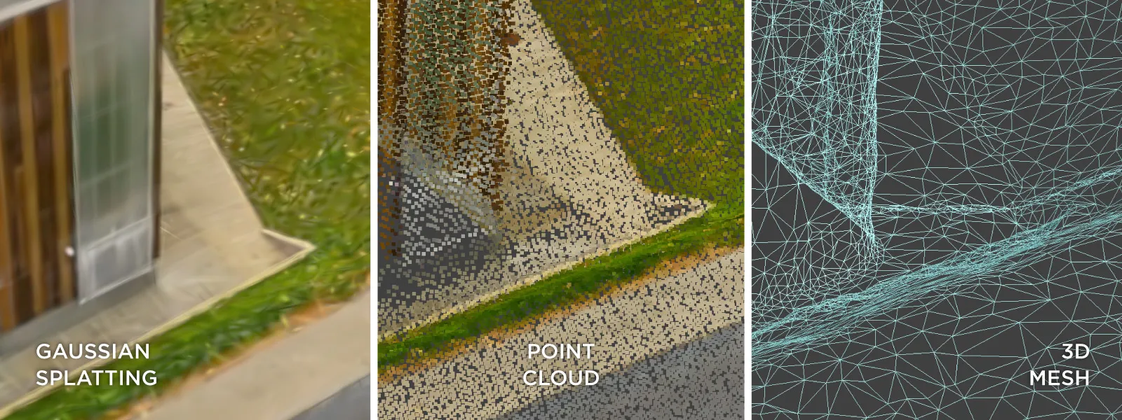 Gaussian-Splatting-vs-Point-Cloud-vs-3D-Mesh