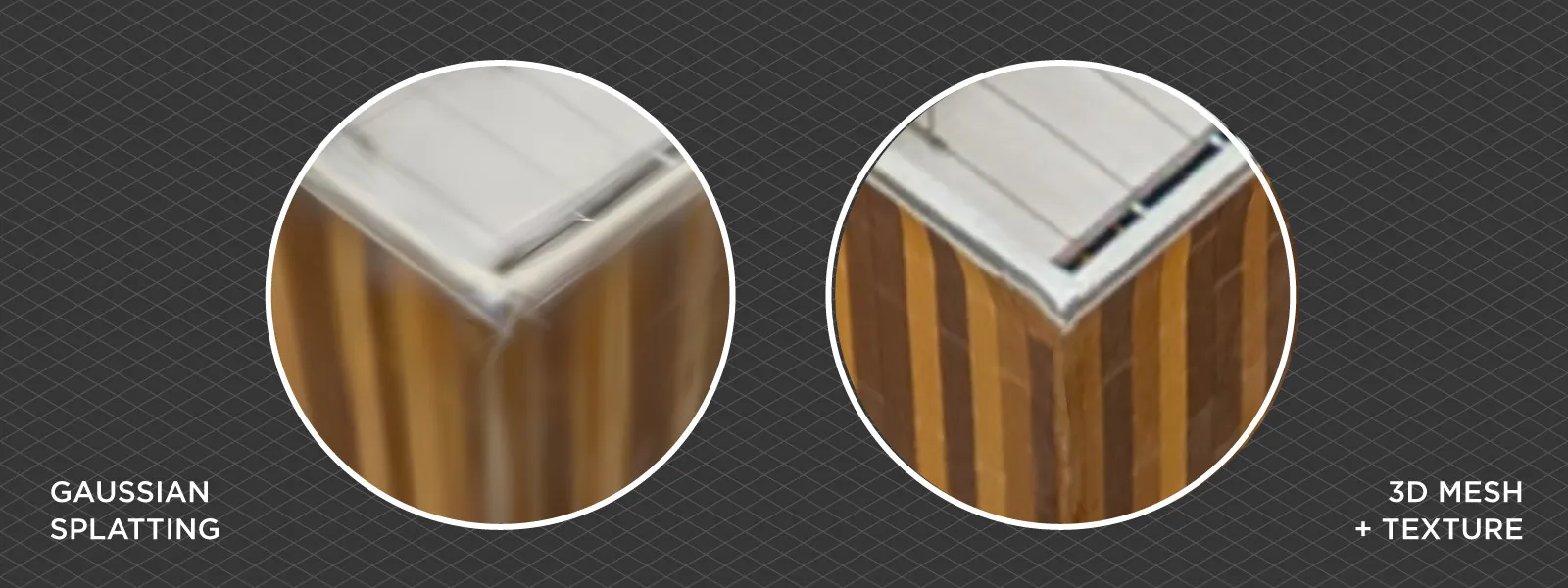 Gaussian-Splatting-vs-3D-Mesh-with-Texture-Close-Up