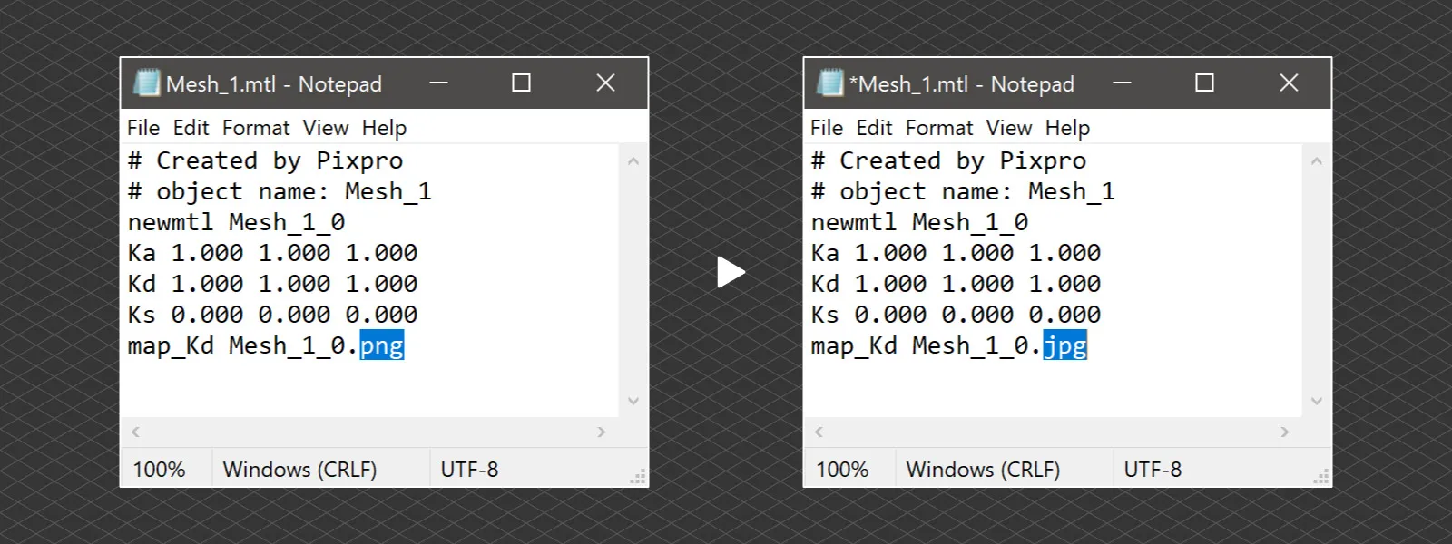 Sketchfab-Post-Texture-Conversion-Mtl-File-Edit