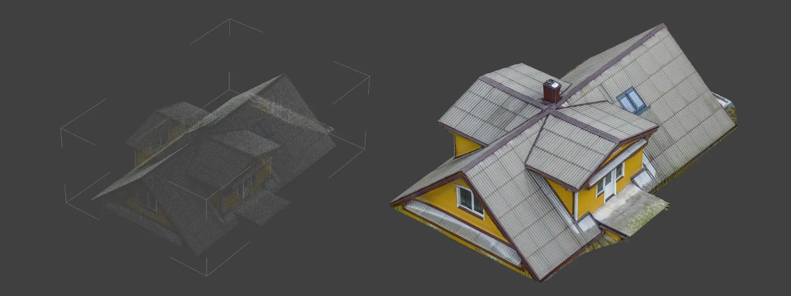 Dji-lito-x1-residential-roof-scan-cropped-point-cloud-mesh-with-texture