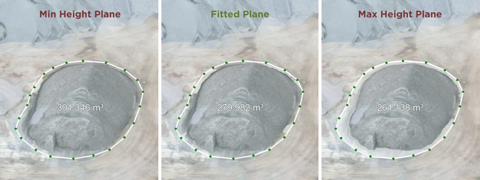 Base-planes-in-stockpile-volumetric-measurements