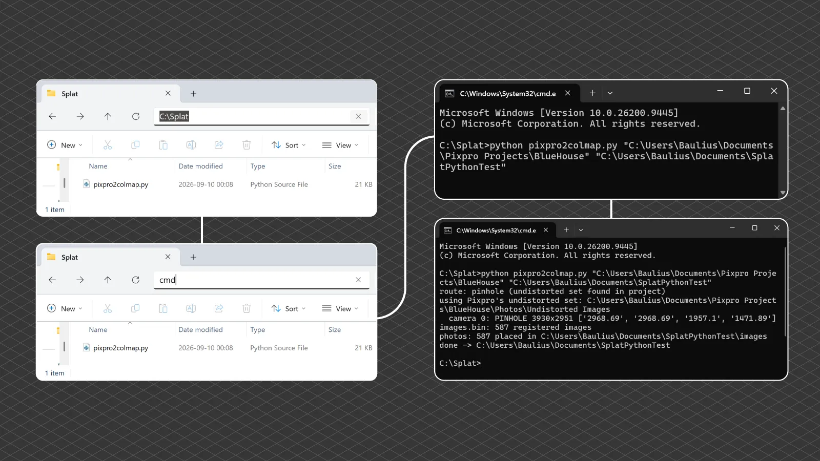 Running-pixpro2colmap-python-script