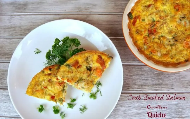 Crab and Smoked Salmon Crustless Quiche