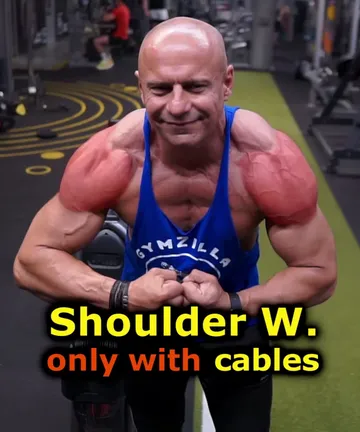Shoulders workout on cable machine