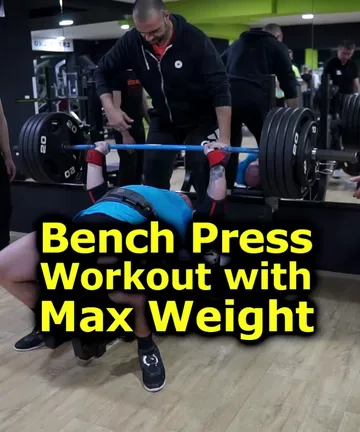 Bench press powerlifting workout with max weights