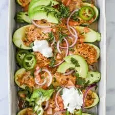 Chicken Enchilada Zucchini Boats