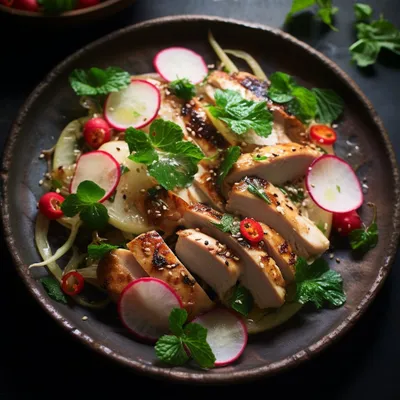 Grilled Chicken and Daikon Radish Salad