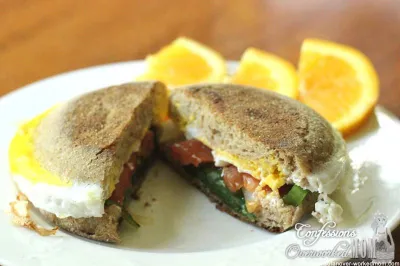 Herbed Cheese, Spinach and Tomato Gourmet Sandwich