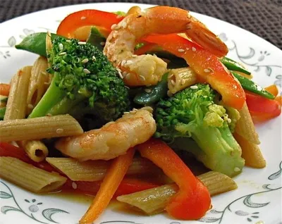 Shrimp Pasta Salad With Asian Dressing