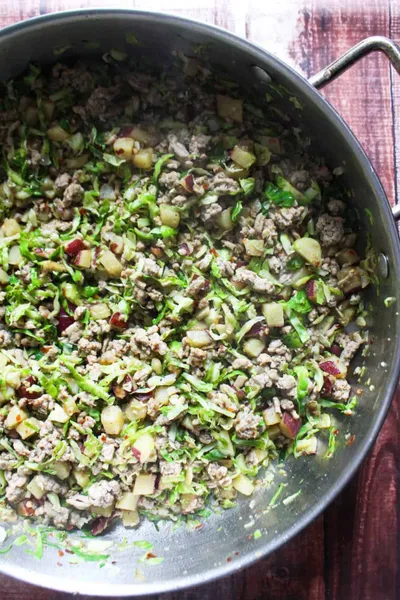 Turkey Breakfast Hash with Brussels Sprouts and Sweet Potatoes