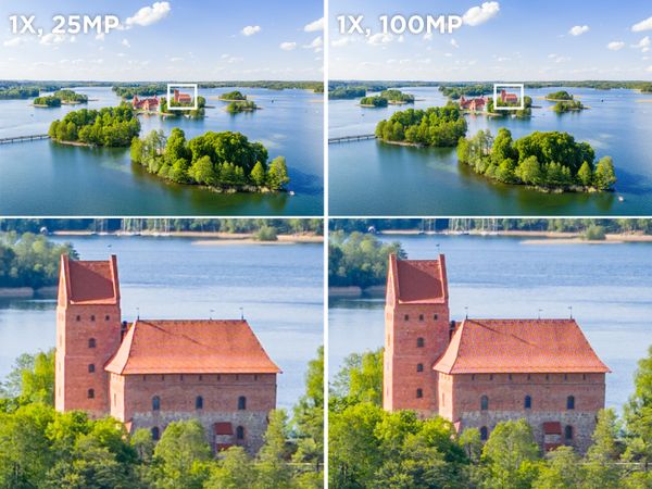 DJI Mavic 4 Pro — Main camera · 25 MP vs 100 MP (Pixpro)